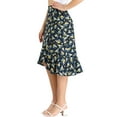 thumbnail image 5 of INSPIRE CHIC Women's Ruffle Flare Tie Waist High Low Floral Wrap Skirt L Navy Yellow, 5 of 8