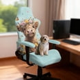 thumbnail image 2 of SCRAWLGOD Highland Cow Butterfly Floral Print Cyan Print Gaming Chair Cover with Armrest Cover, Universal Computer Rotating Chair Slipcover Thick Gaming Reclining Chair Protection with Elastic Band, 2 of 7