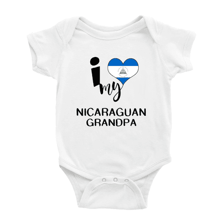 

I Heart My Nicaraguan Grandpa Nicaragua Love Flag Baby One-Pieces Baby Bodysuit (White 6-12 Months)