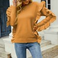thumbnail image 2 of Lilgiuy Ladies Autumn And Winter Loose Top Solid Color Sleeve Long Sleeve Round Neck Round Neck Sweater,Brown,4(S) Fall for 2022 Spring Winter, 2 of 5