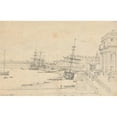 thumbnail image 2 of Henry Edridge 18x13 Gold Ornate Wood Frame and Double Matted Museum Art Print Titled - The Custom House, London (1806), 2 of 4