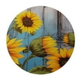 thumbnail image 2 of Awypu  Autumn Sunflower Fitted Round Tablecloth , Elastic Edge Table Cover, Farmhouse Rustic Wooden Fabric, Washable Fabric Table Cloth for Dining Room Party Outdoor Picnic, Fit for Table White, 2 of 7