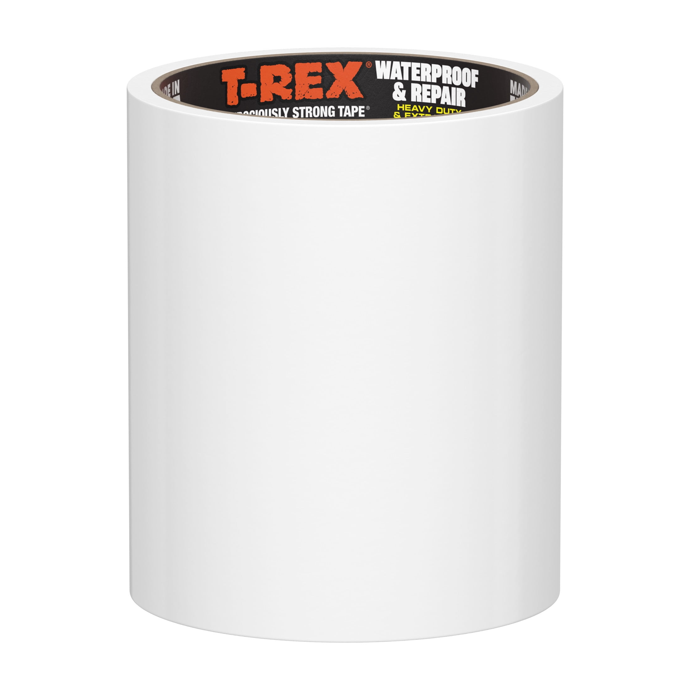 T-REX Heavy-Duty, Extra-Wide Waterproof and Repair Tape, White, 4 in. x 10 ft.
