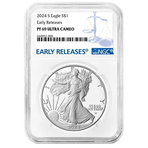 2024-S Proof $1 American Silver Eagle NGC PF69UC ER Blue Label