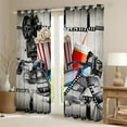thumbnail image 2 of Manfei Popcorn Cinema Blackout Curtains Set of 2 (38x54 Each),Retro Cinema Filmstrip Curtains and Drapes,Gray Red White Living Room Curtains For Kids,Ultra Soft Home Decor, 2 of 6
