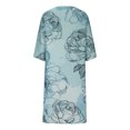 thumbnail image 4 of QIPOPIQ Robes pour Femmes Taille Empire à Volants Manches Courtes Col en V Confortable Tendance Décontractée Robe d'Été Imprimée Mi-Manches 2023 Offres, 4 of 5