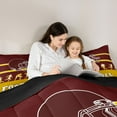 thumbnail image 6 of Feelyou Cartoon Rugby Athlete Bedding Comforter Set, Brown Gold Stripe Line Twin Comforter Sets, Est Sleep Sports Soccer Reversible Bedding Set, Lightweight Room Decor, 2pcs, 6 of 9