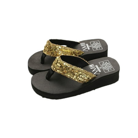 

asdoklhq Womens Shoes Clearance Under $20 Summer Sequins Anti-Slip Sandals Slipper Indoor & Outdoor Flip-flops