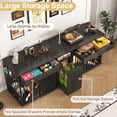 thumbnail image 3 of ChVans 86.6" Dog Crate Furniture TV Stand for Large Breed Dogs, Wooden Kennel with Dual rooms, Dog Bowl, 2 Drawers & Cabinet for Medium-Large Dogs, 3 of 8