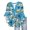 Sky Blue#502, variant on Women's 3/4 Sleeve V Neck Lace Trim Button Up Top - Casual Bubble Wrinkles Blouse with Relaxed Fit, Green, S