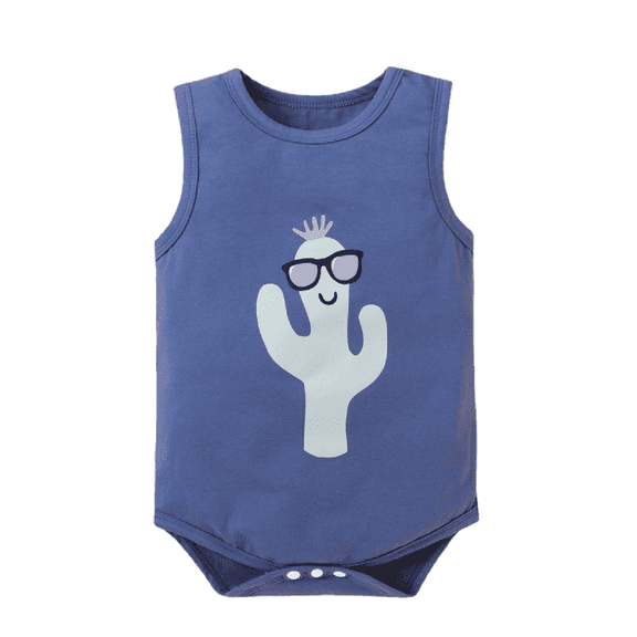 Dressy Romper For Boys Baby Cartoon Sleeveless Clothes Bodysuitindoor Crawl Loose Fit Jumpsuits 6 Months-9 Months