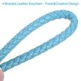 thumbnail image 4 of Braided Leather Keychain with Stainless Steel Key Ring, PU Woven Wristlet Lanyard, Sky Blue, 4 of 5