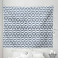 thumbnail image 1 of Ikat Tapestry, Indonesian Traditional Pattern Ornamental Geometric Motifs with Circles and Dots, Fabric Wall Hanging Decor for Bedroom Living Room Dorm, 5 Sizes, Night Blue White, by Ambesonne, 1 of 1