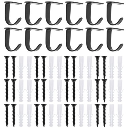 12 Pcs Ceiling Hook Heavy Duty Clothes Mounted Black