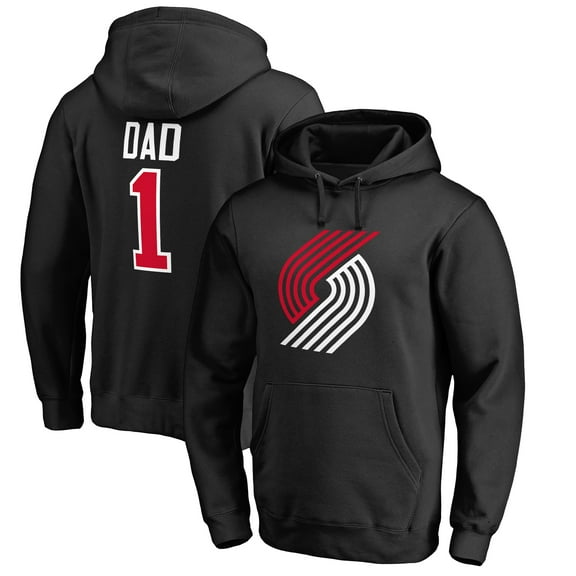 Men's Black Portland Trail Blazers #1 Dad Pullover Hoodie