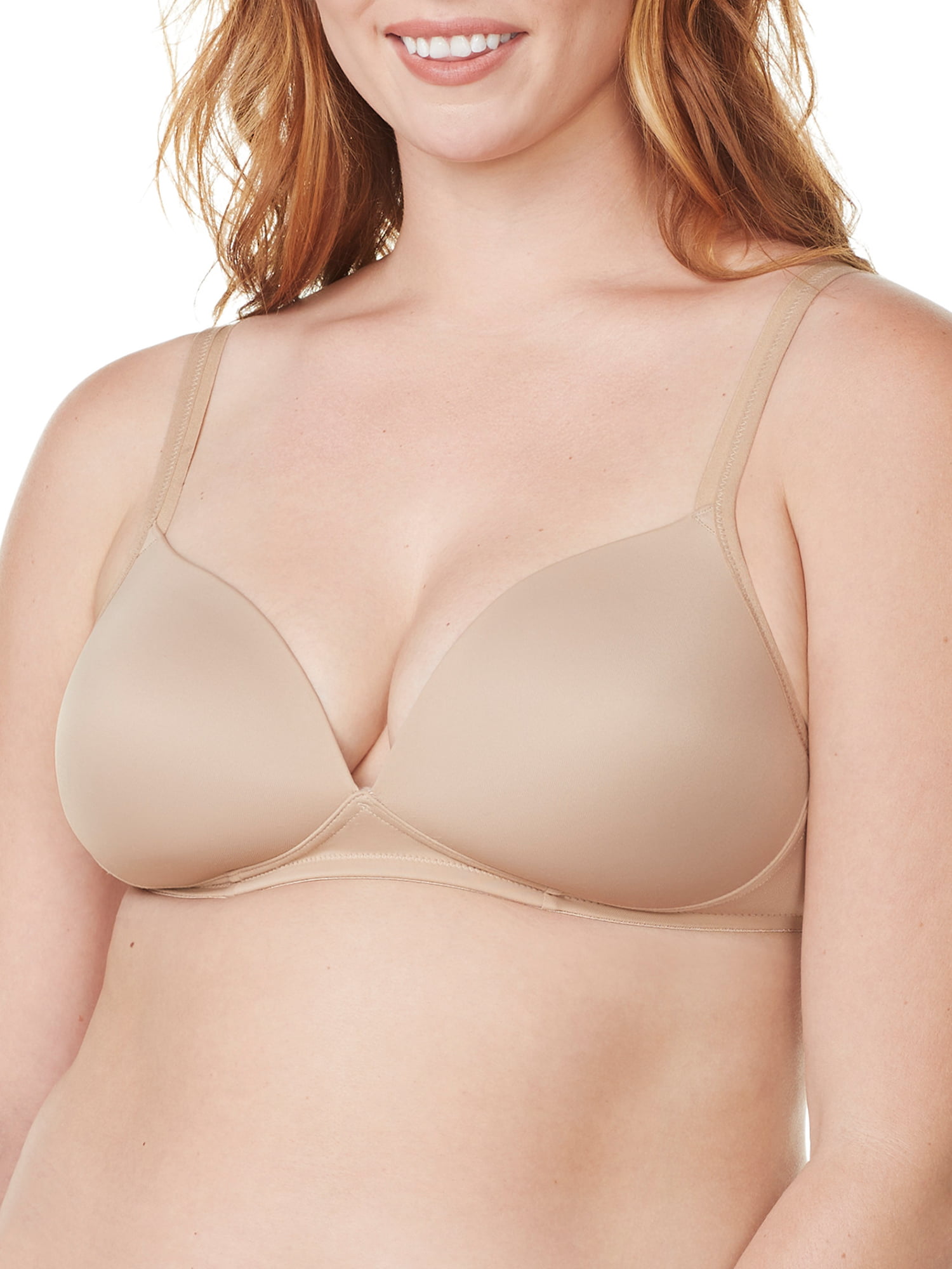 Warner's Women's Blissful Benefits Wireless Lift T-Shirt Bra 2-Pack 04003W,  Silver Pink Striped Floral/Toasted Almond, 34C at  Women's Clothing  store