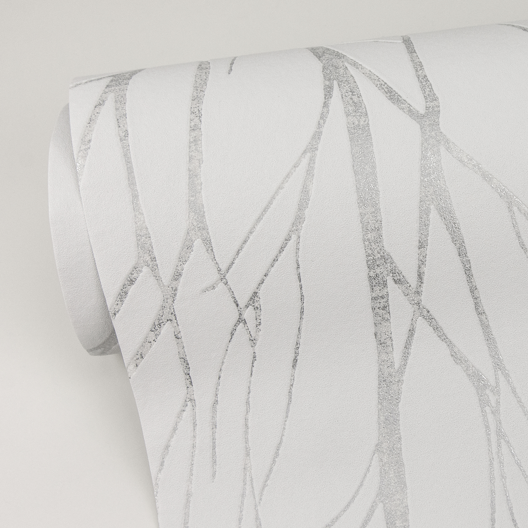 Advantage Diani White Metallic Tree Unpasted Expanded Vinyl Wallpaper, 21-in by 33-ft, 57.8 sq. ft.