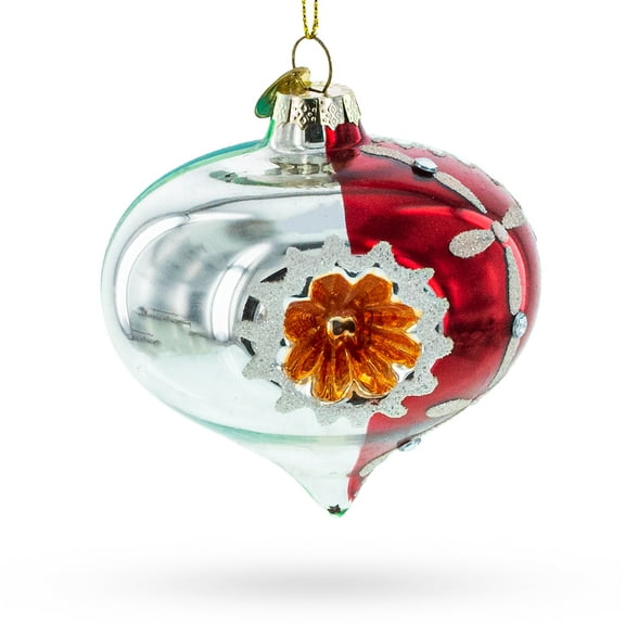 Retro Silver and Red Onion Vintage-Inspired Glass Christmas Ornament