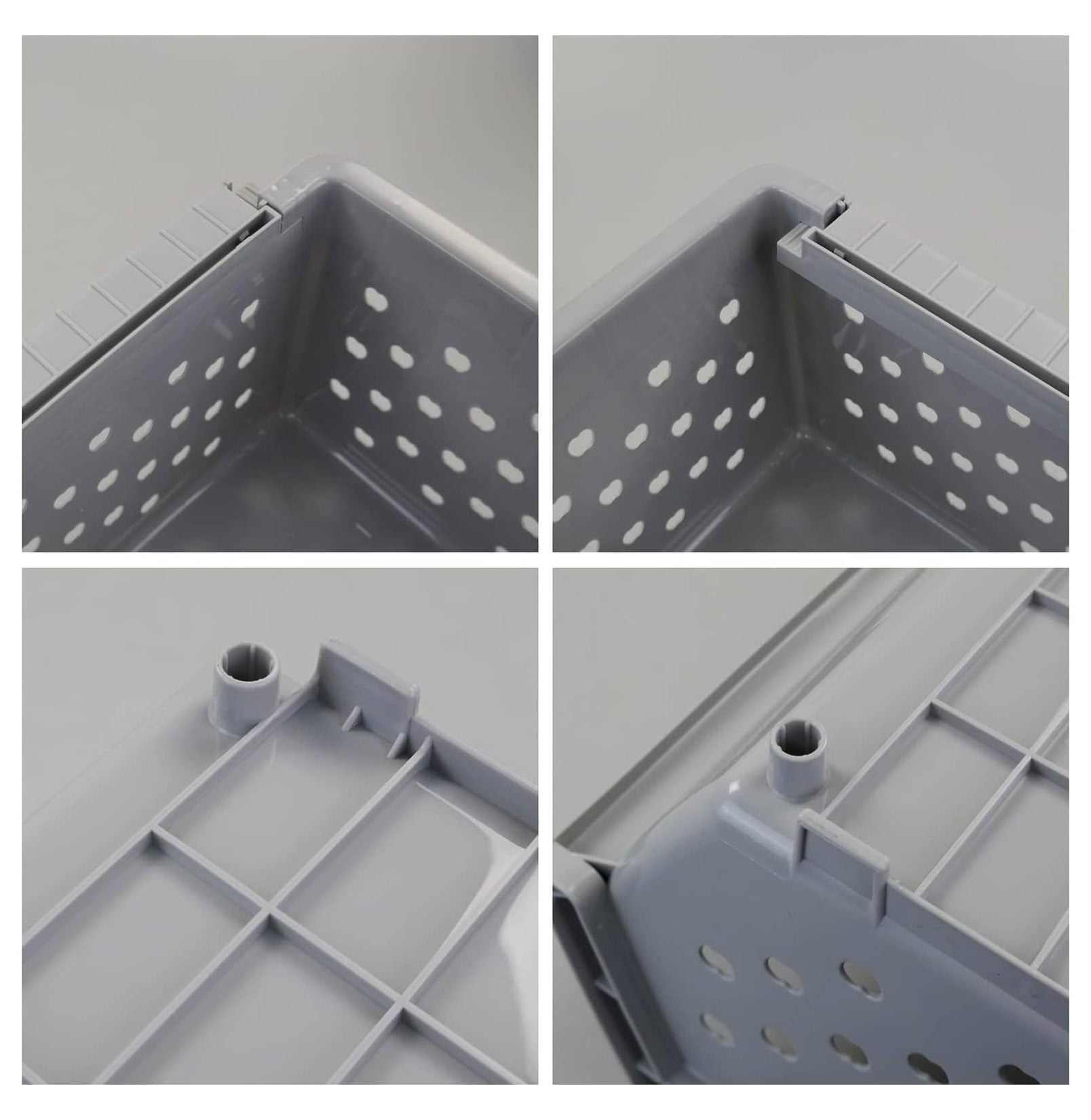 3-Pack Plastic Stackable Storage Baskets, Stacking Organizer Bins, Grey