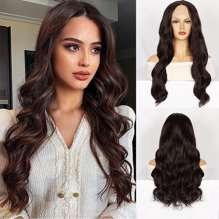 LEHOZIHEQ Brown Body Wave Lace Front Wigs, Human Hair 250  display picture 2