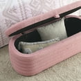 thumbnail image 4 of Upholstered Fabric Storage Ottoman Bench, Footrest Footstool, End of Bed Stool with Safety Hinge for Bedroom, Living Room and Entryway, Pink Teddy, 4 of 9