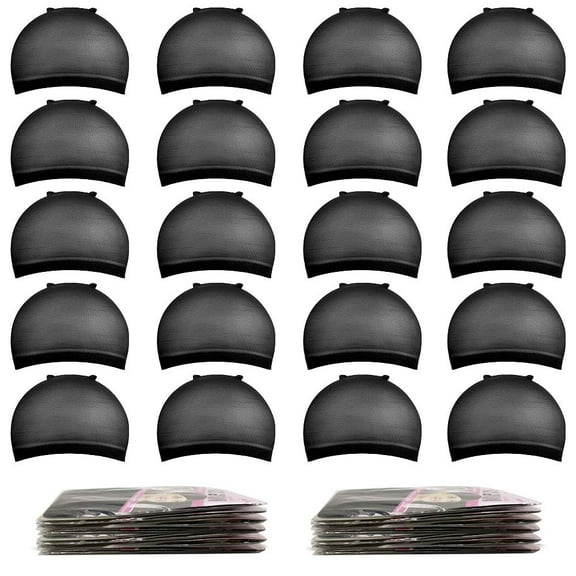 Wig Caps, 20pcs Black Stocking Caps For Wigs Stretchy Nylon Wig Caps Wig Caps For Women Man-Black