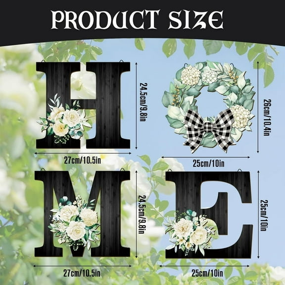 Wooden Home Letters with Wreath Artificial Eucalyptus Modern Decorative Hanging Farmhouse Sign for Living Room & Kitchen - Housewarming & Couple Gifts - Christmas Decoration