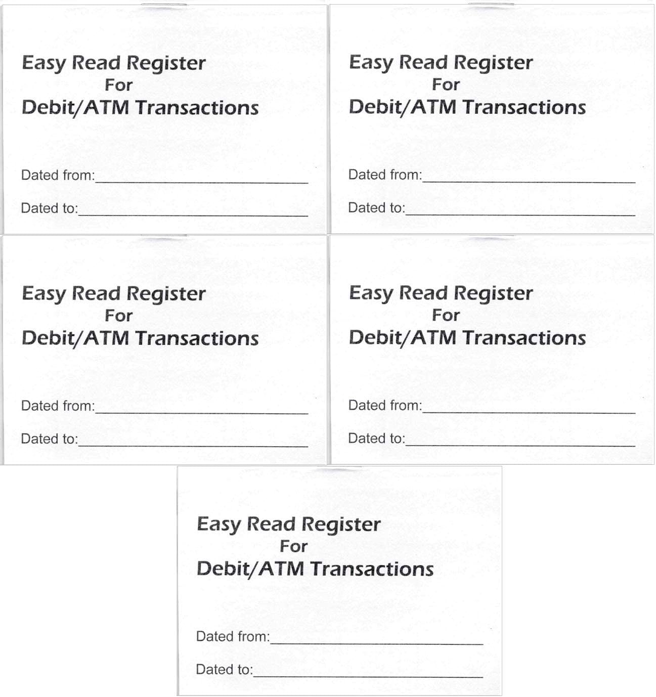 5 Debit ATM Mini Checkbook Registers