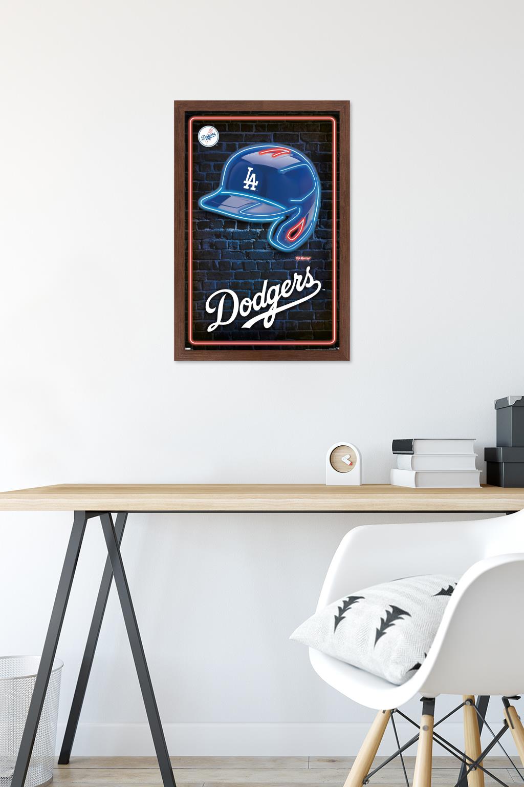 MLB Los Angeles Dodgers - Neon Helmet 23 Wall Poster, 14.725" x 22.375" Framed