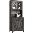 thumbnail image 7 of DEXTRUS Farmhouse Storage Cabinet for Liquor and Glasses, Freestanding Wood Tall Pantry Cabinet with 4 Door for Living Room, Hallway, Dark Rustic Oak, 7 of 7