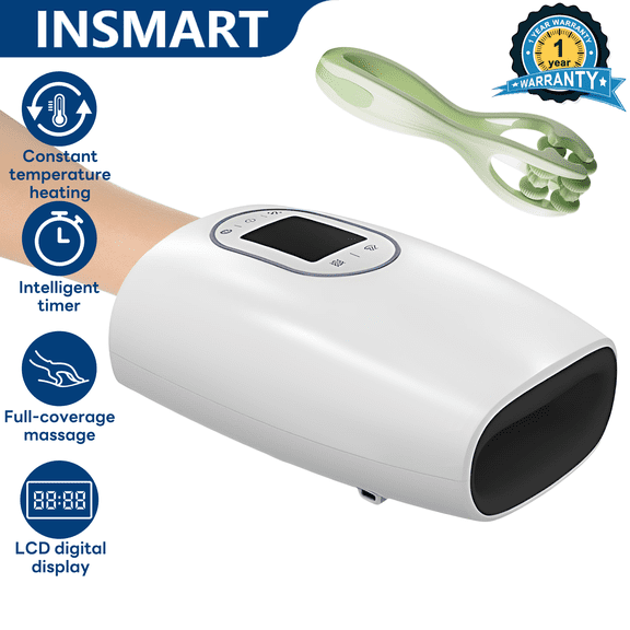INSMART Cordless Hand Massager with Heat, Full-Hand Air Compression & Multiple Massage Nodes for Daily Relaxation, Deal Gift