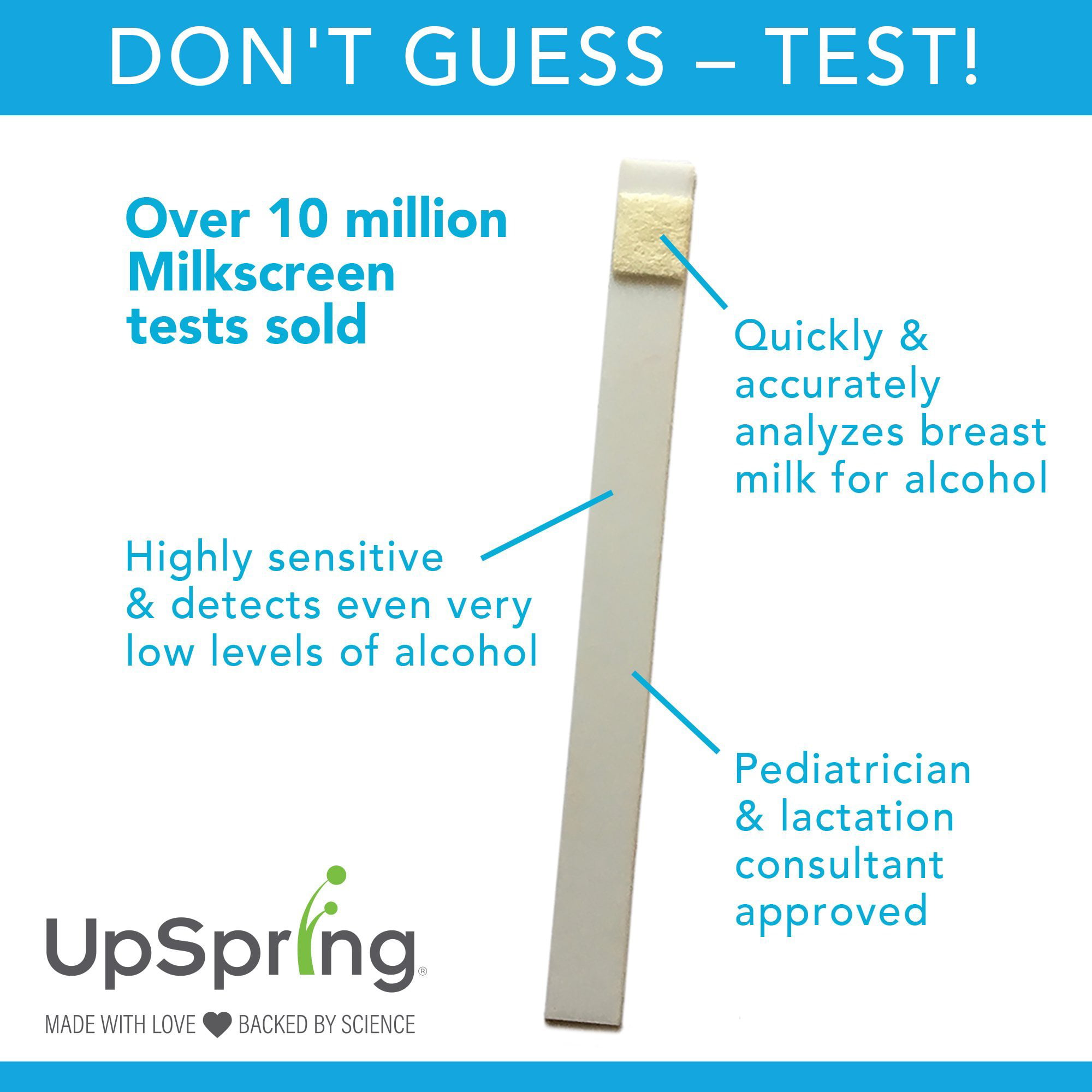 UpSpring Baby Milkscreen Breastmilk Test Strips for Alcohol in Breast Milk,  8 Pack 