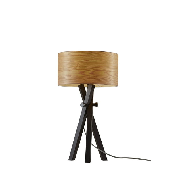 Adesso Bronx Table Lamp Black Wood Legs And Cherry Veneer Shade Com Adesso Bronx Table Lamp Black Wood Legs, Cherry Wood Lampshade
