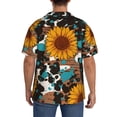 thumbnail image 3 of Balery Vintage Sunflowes Camisa Casual de Manga Corta con Botones para Hombre, Texturizada, Estilo Cubano, para Playa, Verano-Large, 3 of 5