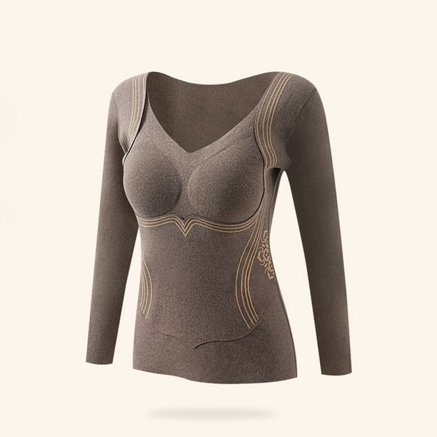 Ropa interior térmica para mujer, sin costuras, cálida y aterciopelada, gruesa, de lana polar.