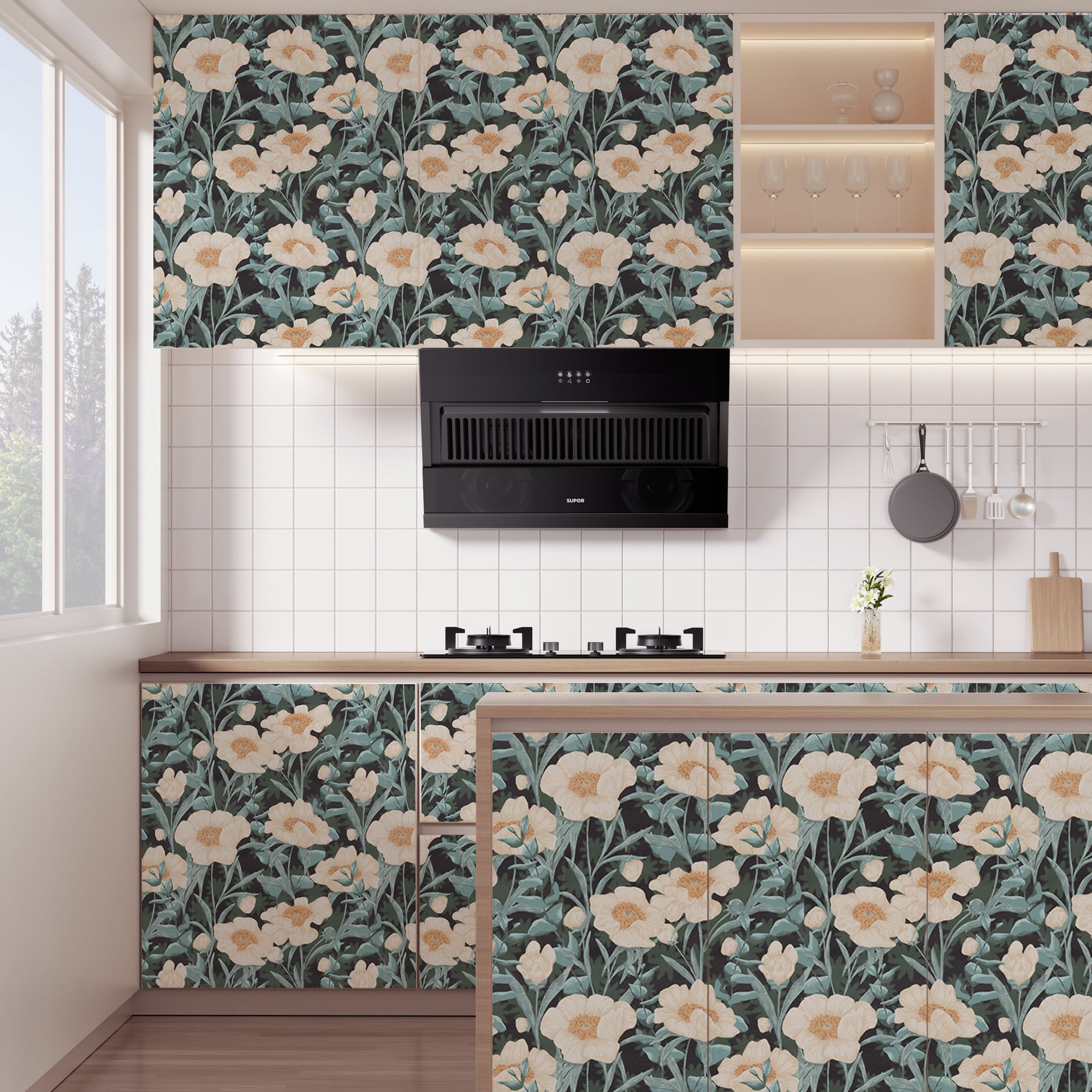 Abyssaly Floral Peel and Stick Wallpaper 17.5-in x 118-in Self-Adhesive Removable Wallpaper