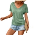thumbnail image 5 of purcolt Womens Short Sleeve Summer Tops Casual V Neck Loose Fitted T Shirts Beach Vacation Tunic Tops, 5 of 9