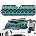 thumbnail image 2 of Yuyamidu Blue Aztec Windshield Sun Shade for 2018-2024 Jeep Wrangler JL JLU & Gladiator JT, Gemoetric Sunshades Heat Shield Car Front Window Sunshade, 2 of 7