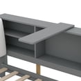 thumbnail image 6 of [Luckynote]Wood Twin Size platform bed with Storage Headboard, Shelves and 2 Drawers, Gray, 6 of 24