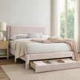 thumbnail image 4 of Daisy Full Bed w Drawer-Light Pink Corduroy Upholstery-Foam Headboard, 4 of 7
