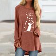 thumbnail image 1 of Hauts d'Été pour Femmes Mode Dames Décontracté Ample Col Rond T-Shirt à Manches Longues Imprimé Chat Haut Femmes Chemises en Liquidation, 1 of 4