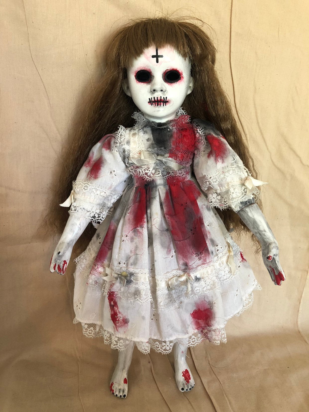 OOAK Bloody Zombie Girl Gothic Creepy Horror Doll Art by Christie