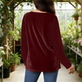 thumbnail image 4 of Haut en Velours pour Femmes Col Rond Blouse à Manches Longues en Mousseline Patchwork, 4 of 8