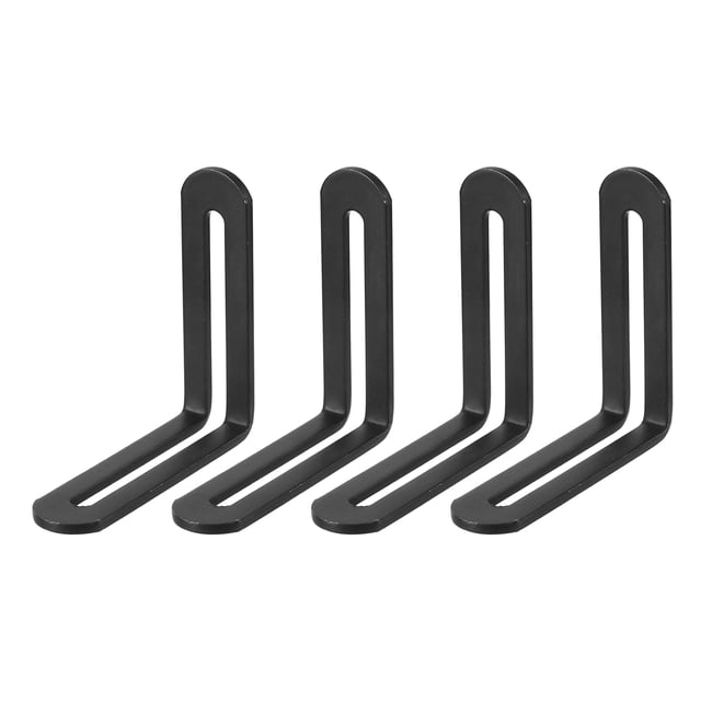 Unique Bargains Code d'Angle Réglable 4 Pack 58x58mm - Acier Inoxydable 90 Degrés L-forme Corset d'Angle, pour Fixe (Noir)