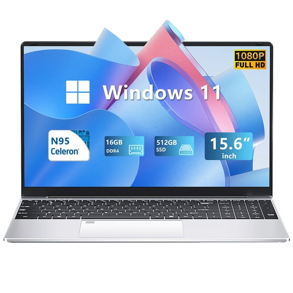 KUU 15.6in FHD Laptop Intel Alder Lake N95,16GB DDR4 512GB SSD Backlit Keyboard, Windows 11 Pro