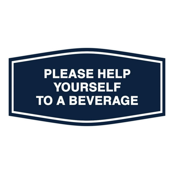 Fancy Please Help Yourself To A Beverage Sign (Navy Blue / White) - Large