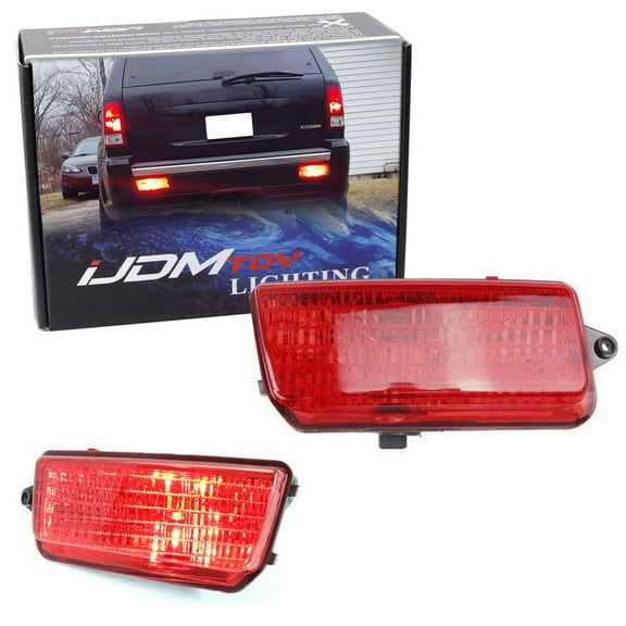Complete LED Rear Fog Light Kit For Jeep 2005-2010 Grand Cherokee WK1, Includes Brilliant Red LED Bulbs, Red Lens Foglamp Assemblies & Wiring Harness