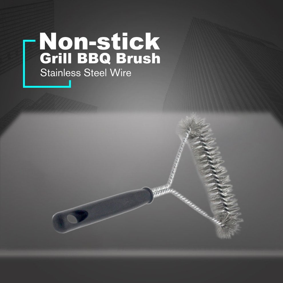BBQ Grill Barbecue Brush Stainless Steel Wire Bristles Triangle Cleaning Brush G