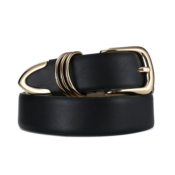 RISANTRY Women's Leather Belts with Gold Buckle Fashion Leather Waist Belt Elegant Ladies Belts for Jeans Dress & Casual Wear