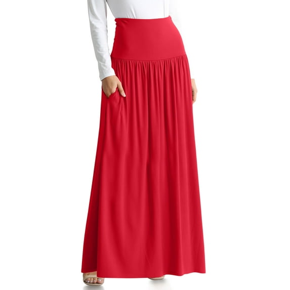 Reg and Plus Size Maxi Skirts for Women Long Length Skirts with Pockets Beach SwimCoverup,Night Out,Casual Office,Party